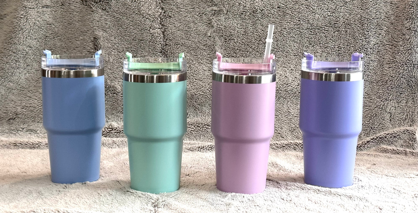 Pastel Double Walled Cup With Straw 20oz