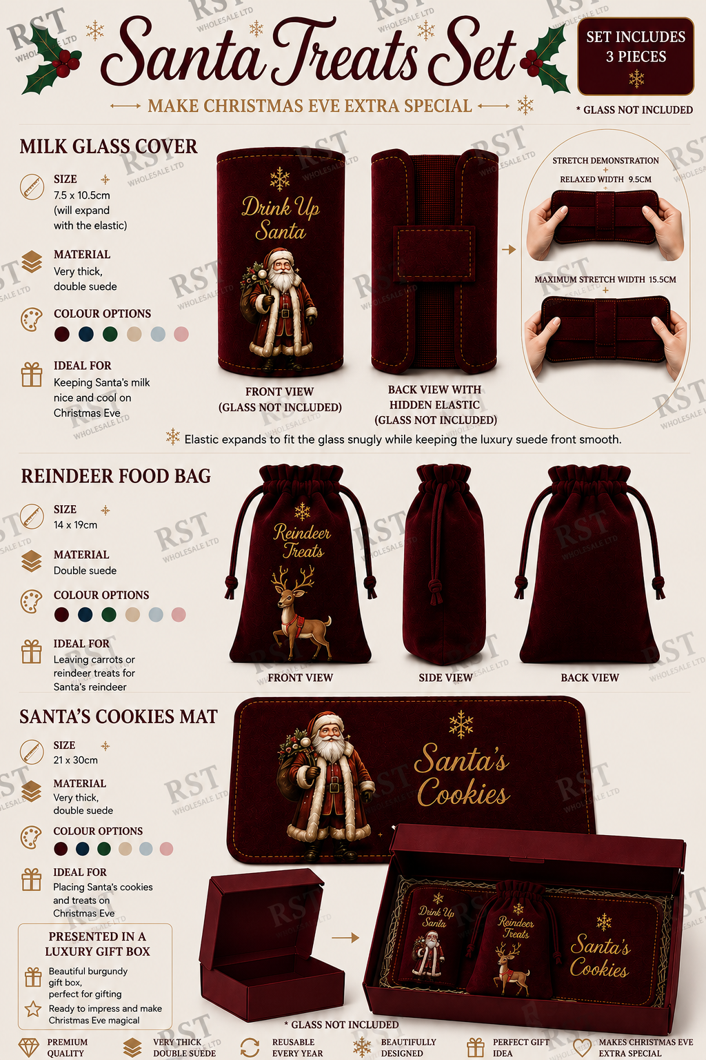 Mix pack of 20 Santa’s Cookie and Milk sets (Multiple Colour Options) PRE-ORDER due start August
