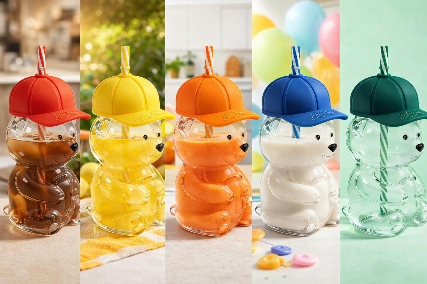 Baseball Cap Glass Bear Tumbler In-Stock