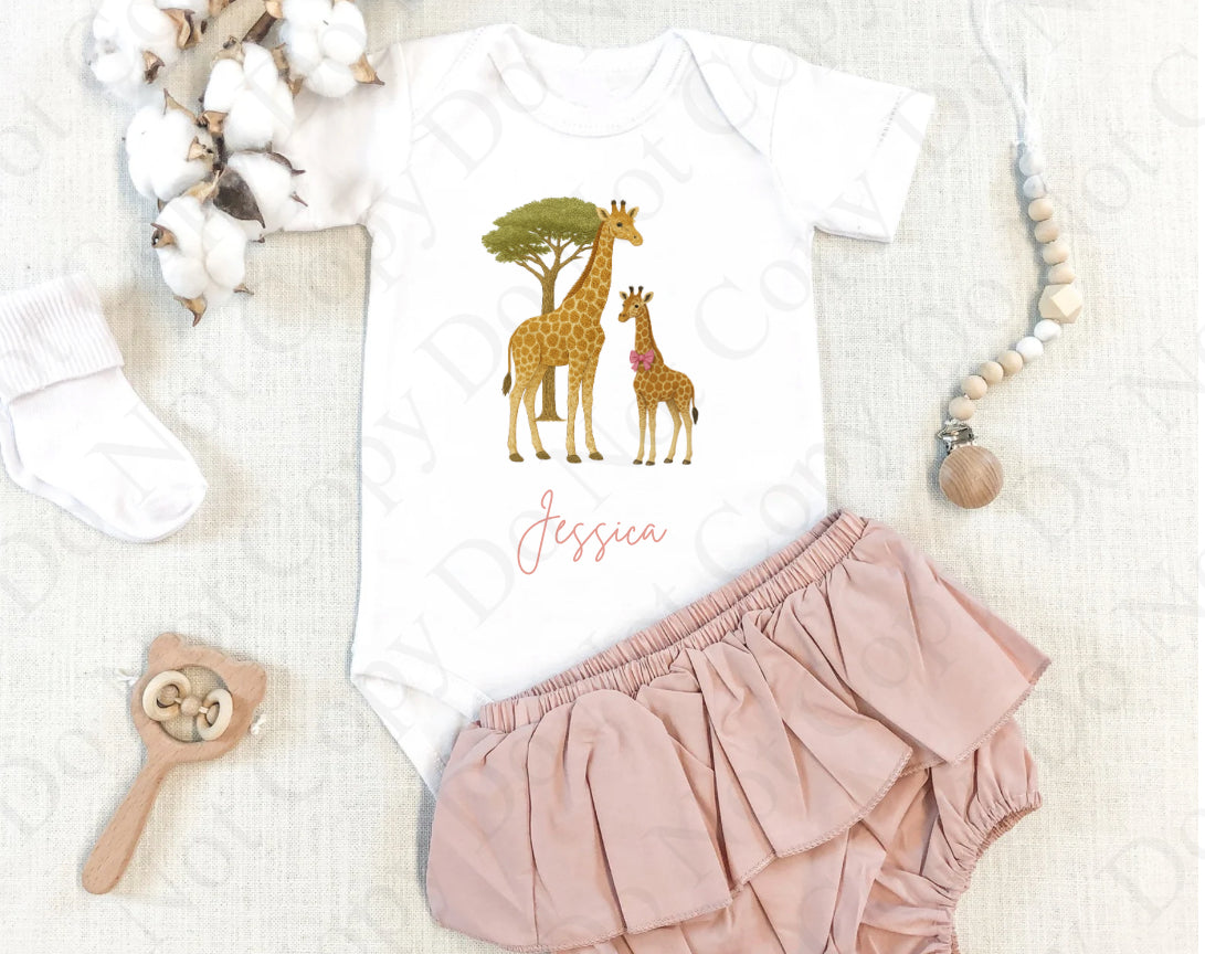 Giraffe Set with Pink Bow Tie Digital Download