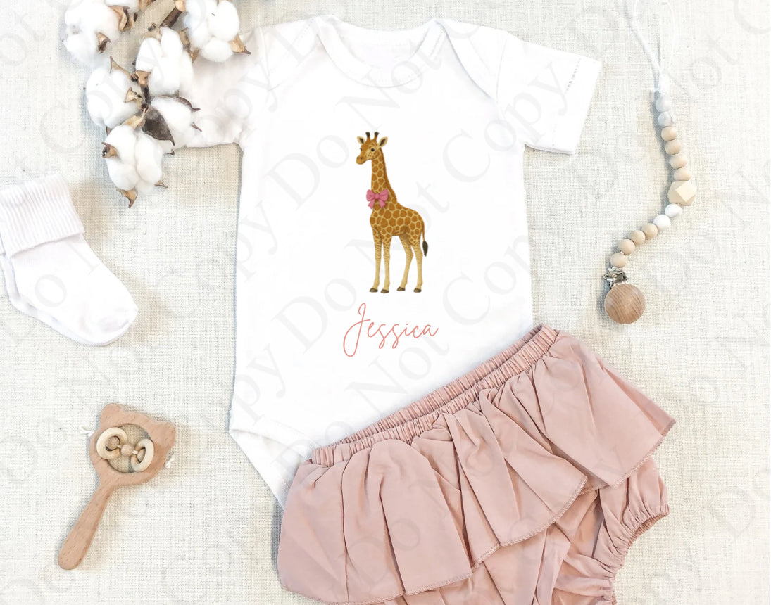Giraffe Set with Pink Bow Tie Digital Download