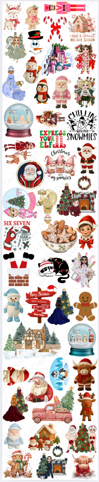 BLACK FRIDAY NEW DTF (Fabric) Xmas Sheet 2 (50 Decals)