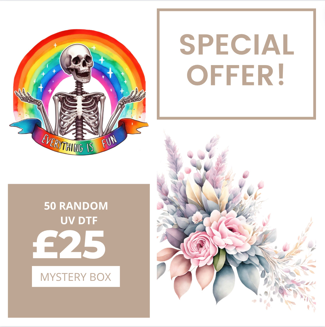 BLACK FRIDAY Mega Mystery Box UV DTF 50 random prints.