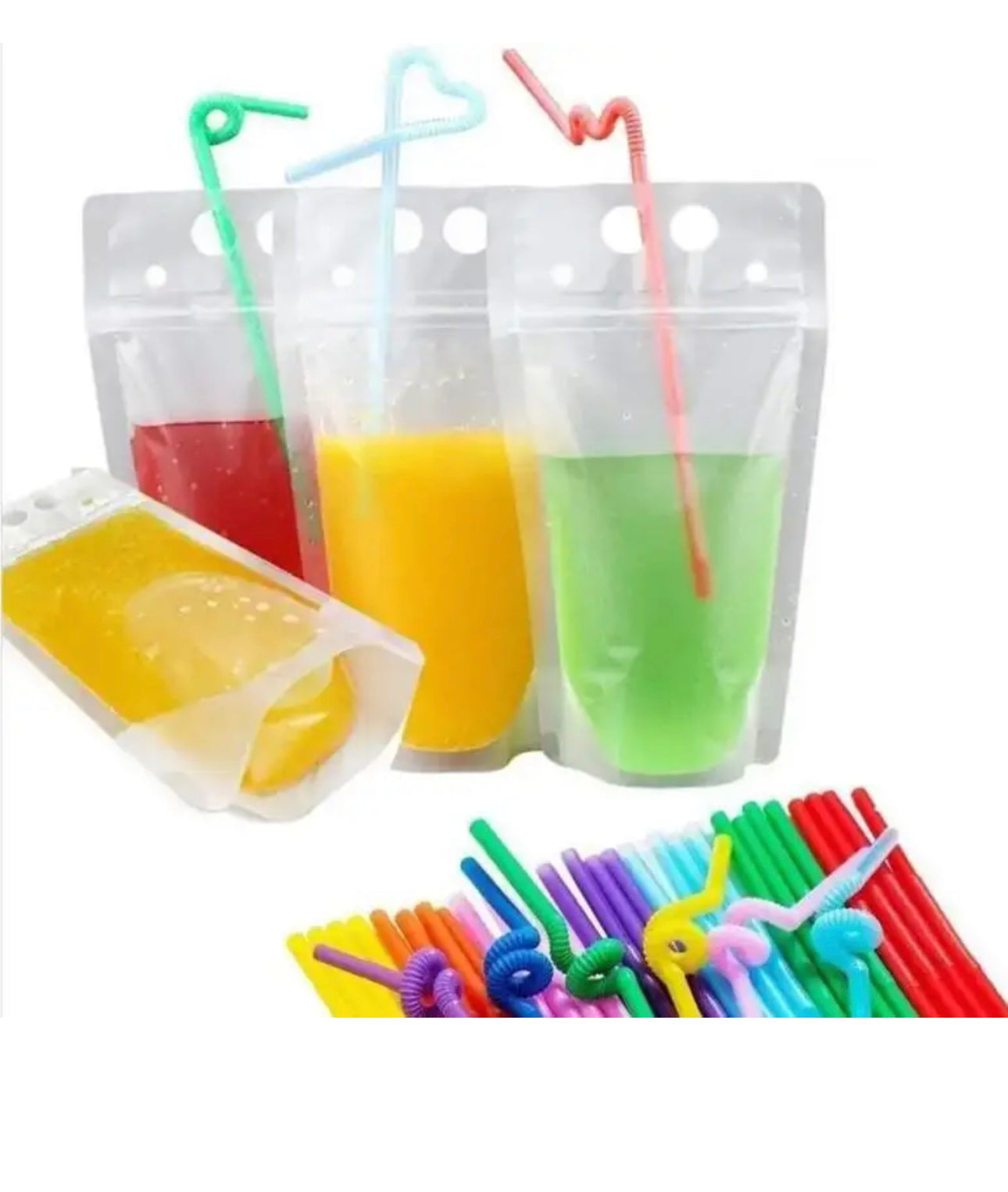 Reusable Drinks Pouch with Straw 10pk