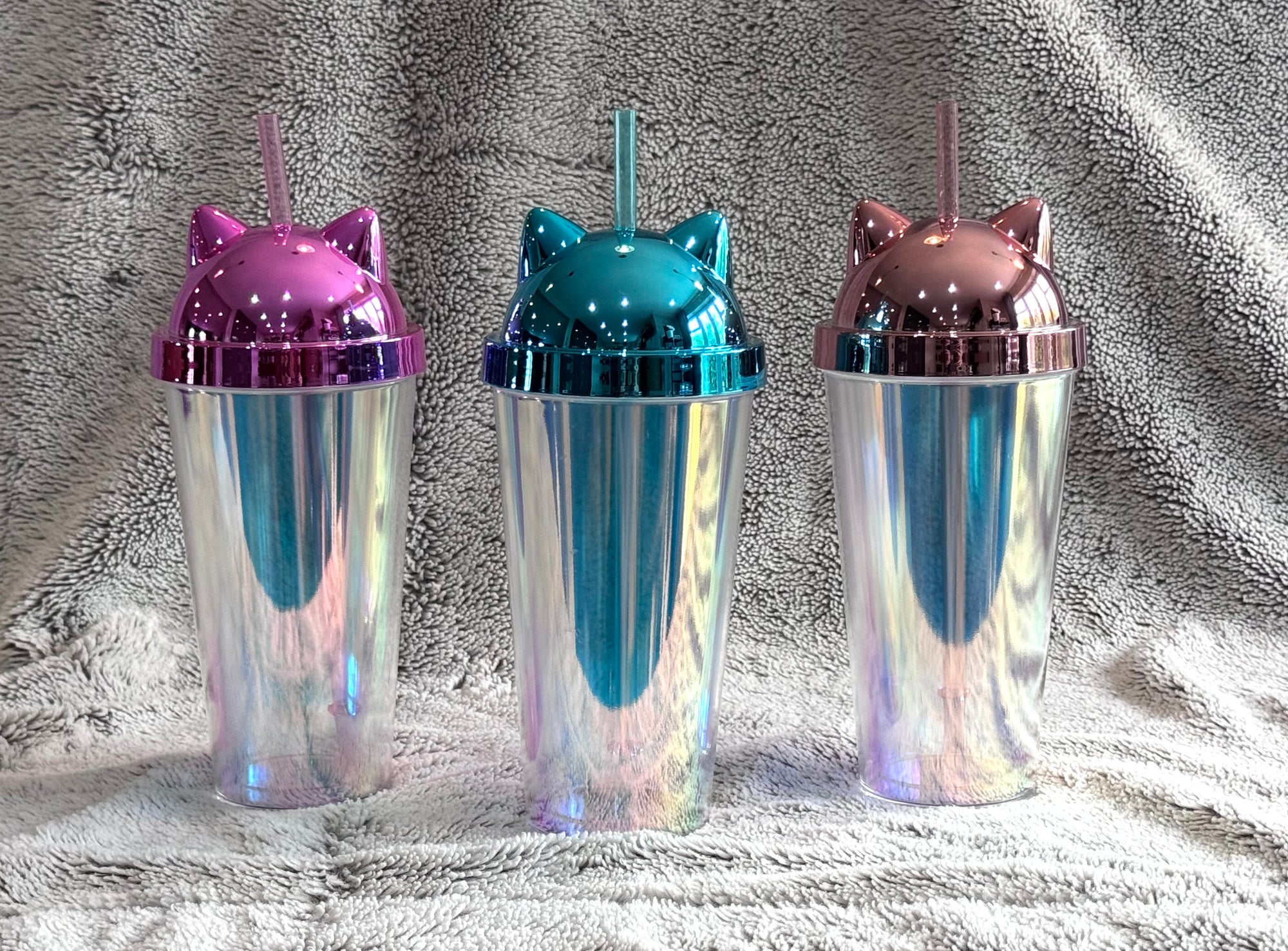 Cat Ear Lidded Cup With Straw 450ml