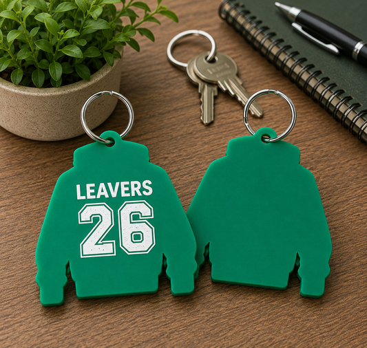 Green Acrylic Leavers Hoodie Keyring - UV optional