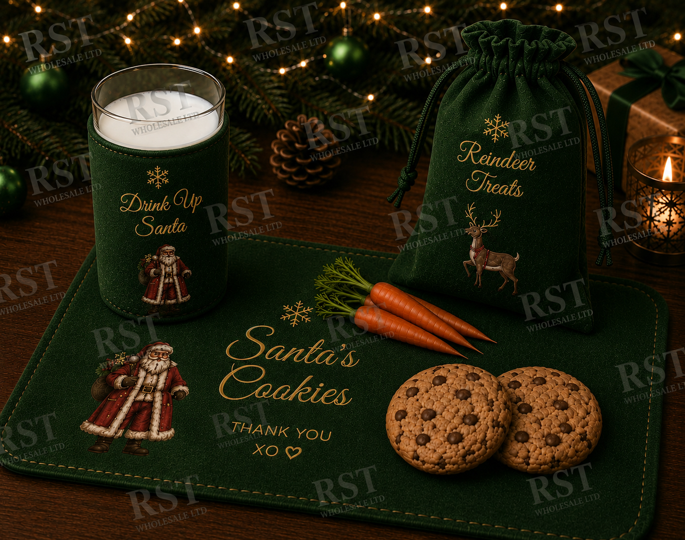 Mix pack of 20 Santa’s Cookie and Milk sets  (Multiple Colour Options)  PRE-ORDER due start August
