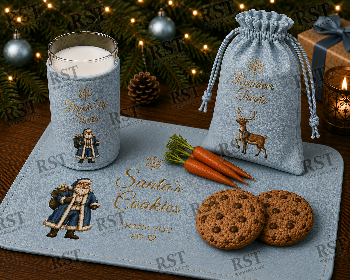 Mix pack of 20 Santa’s Cookie and Milk sets  (Multiple Colour Options)  PRE-ORDER due start August