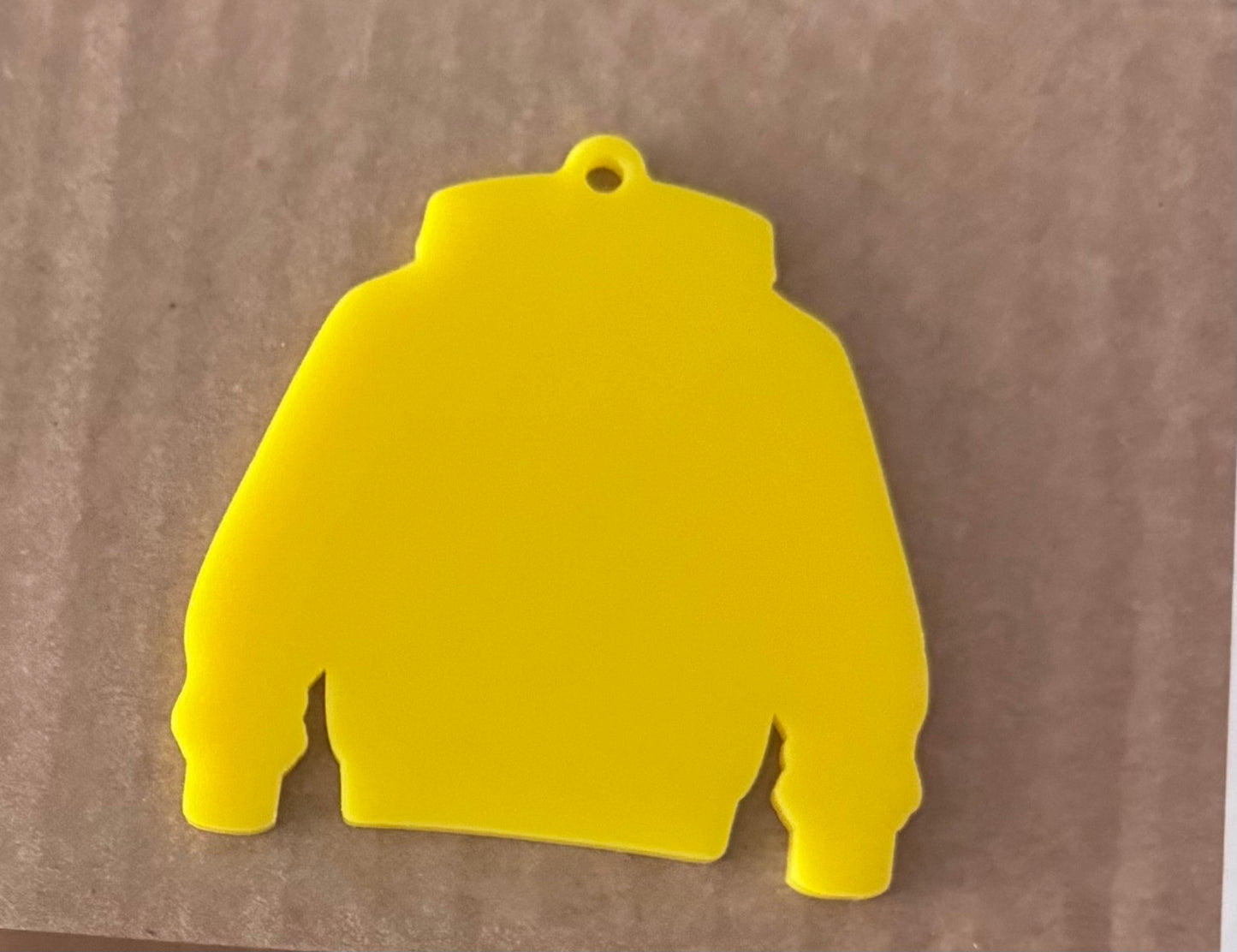 Yellow Acrylic Leavers Hoodie Keyring - UV optional