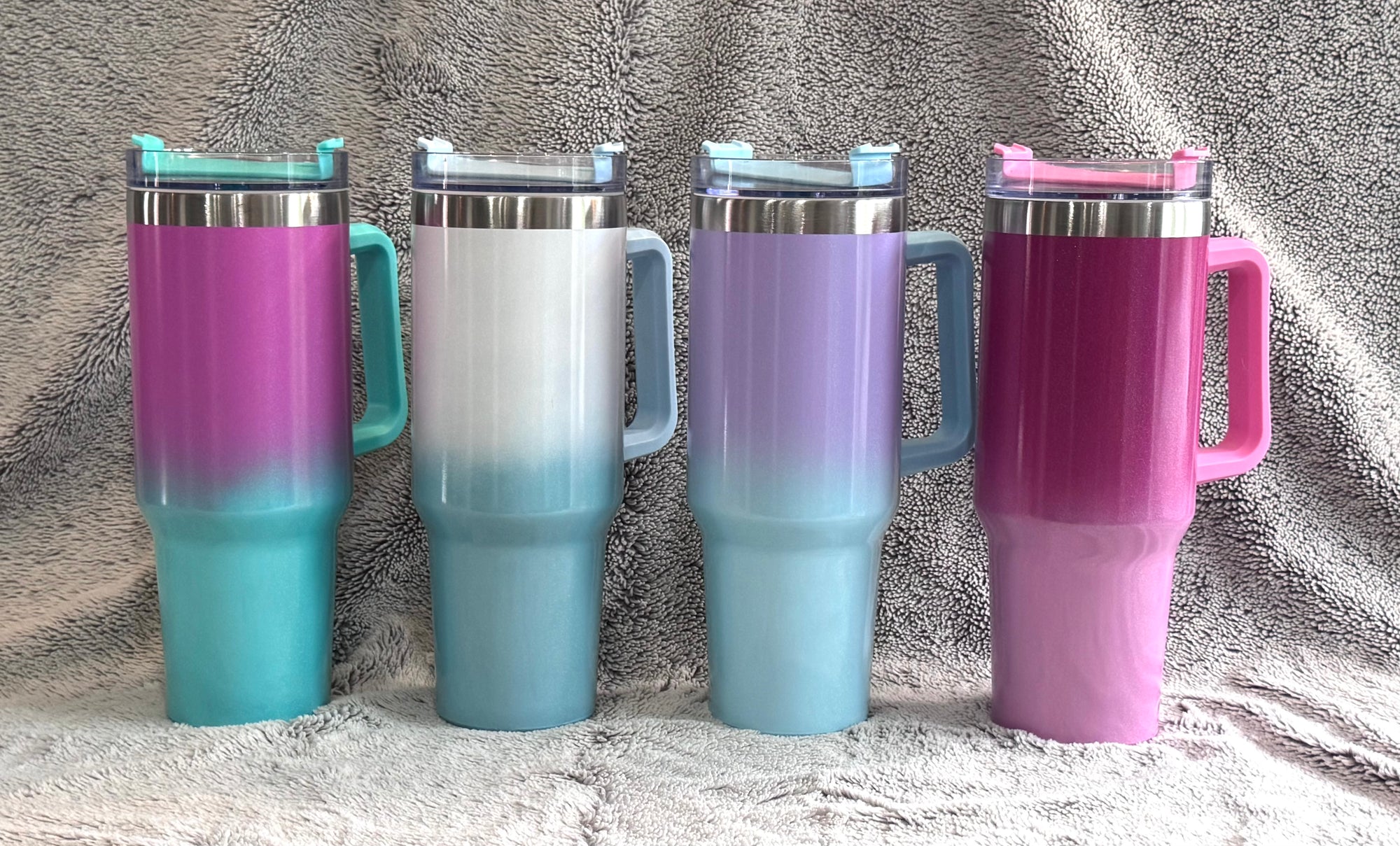 Ombre Double Walled Shimmer Tumbler with Handle