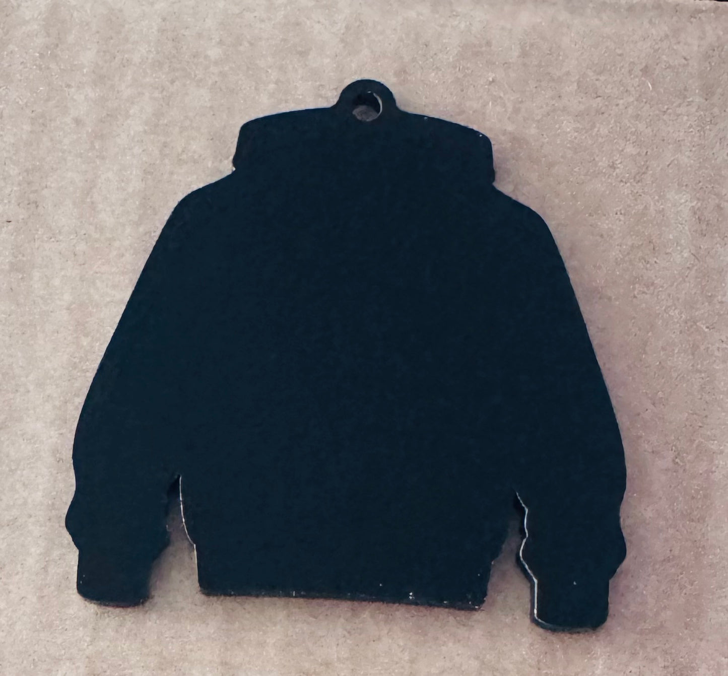 Black Acrylic Leavers Hoodie Keyring - UV optional