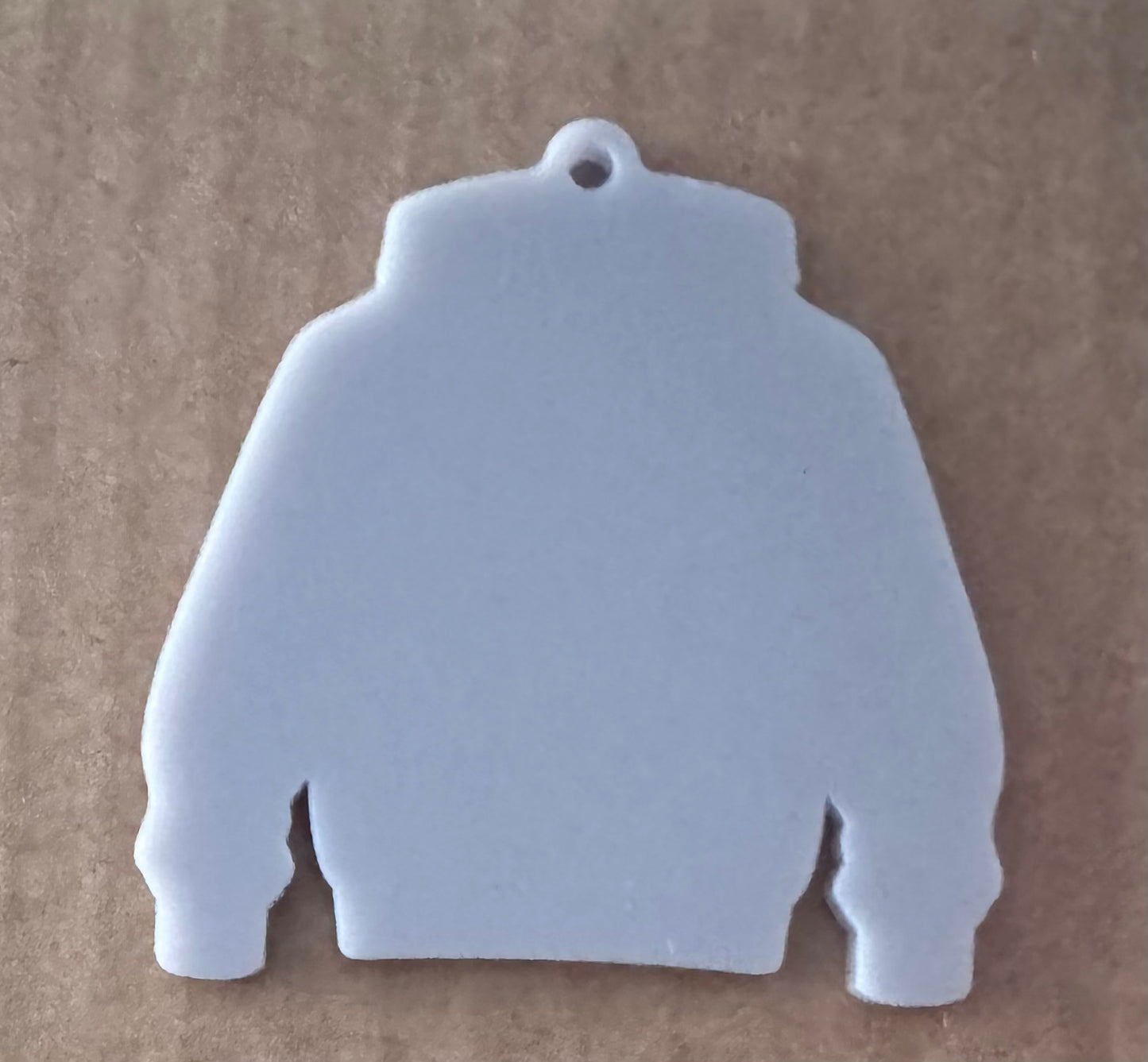 Grey Acrylic Leavers Hoodie Keyring UV optional