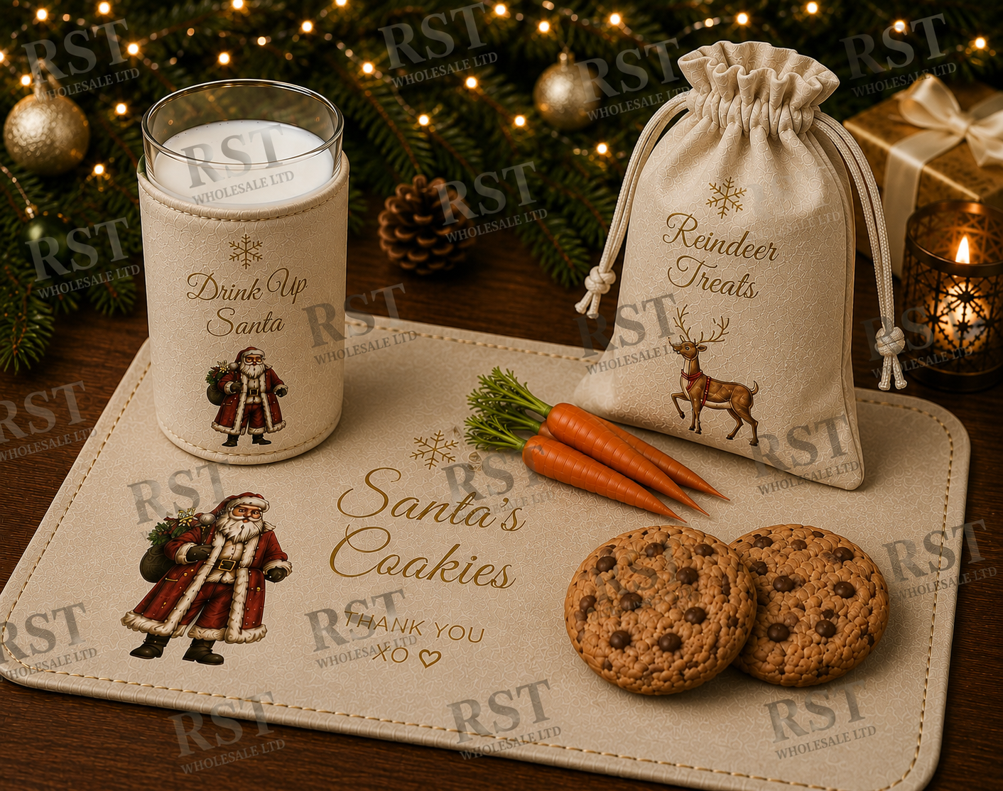 Mix pack of 20 Santa’s Cookie and Milk sets  (Multiple Colour Options)  PRE-ORDER due start August