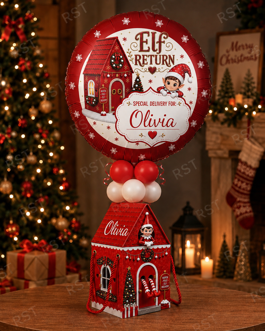 Red Elf Return Box and 18inch Balloons PRE-Order due September