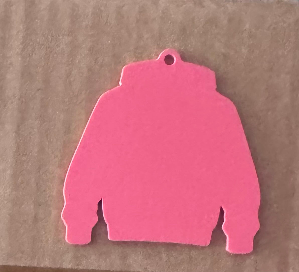 Pastel Candy Pink Acrylic Leavers Hoodie Keyring - UV optional