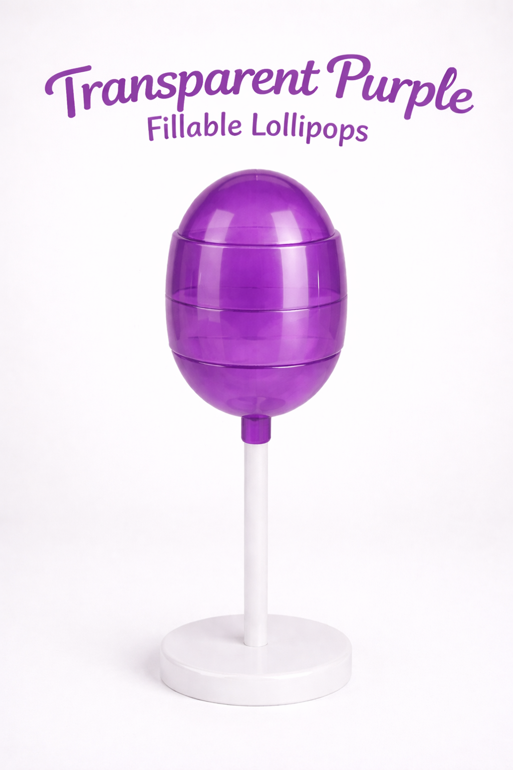 Transparent Purple Fillable Lollipops in stock