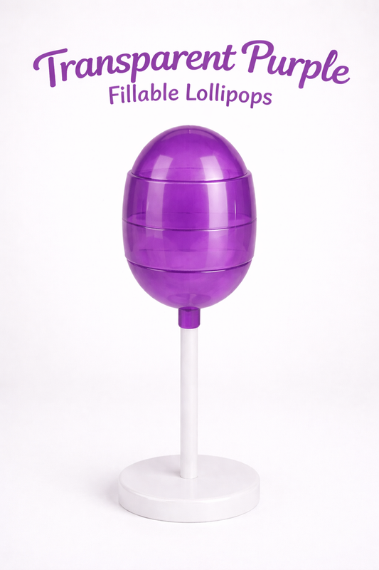 Transparent Purple Fillable Lollipops in stock