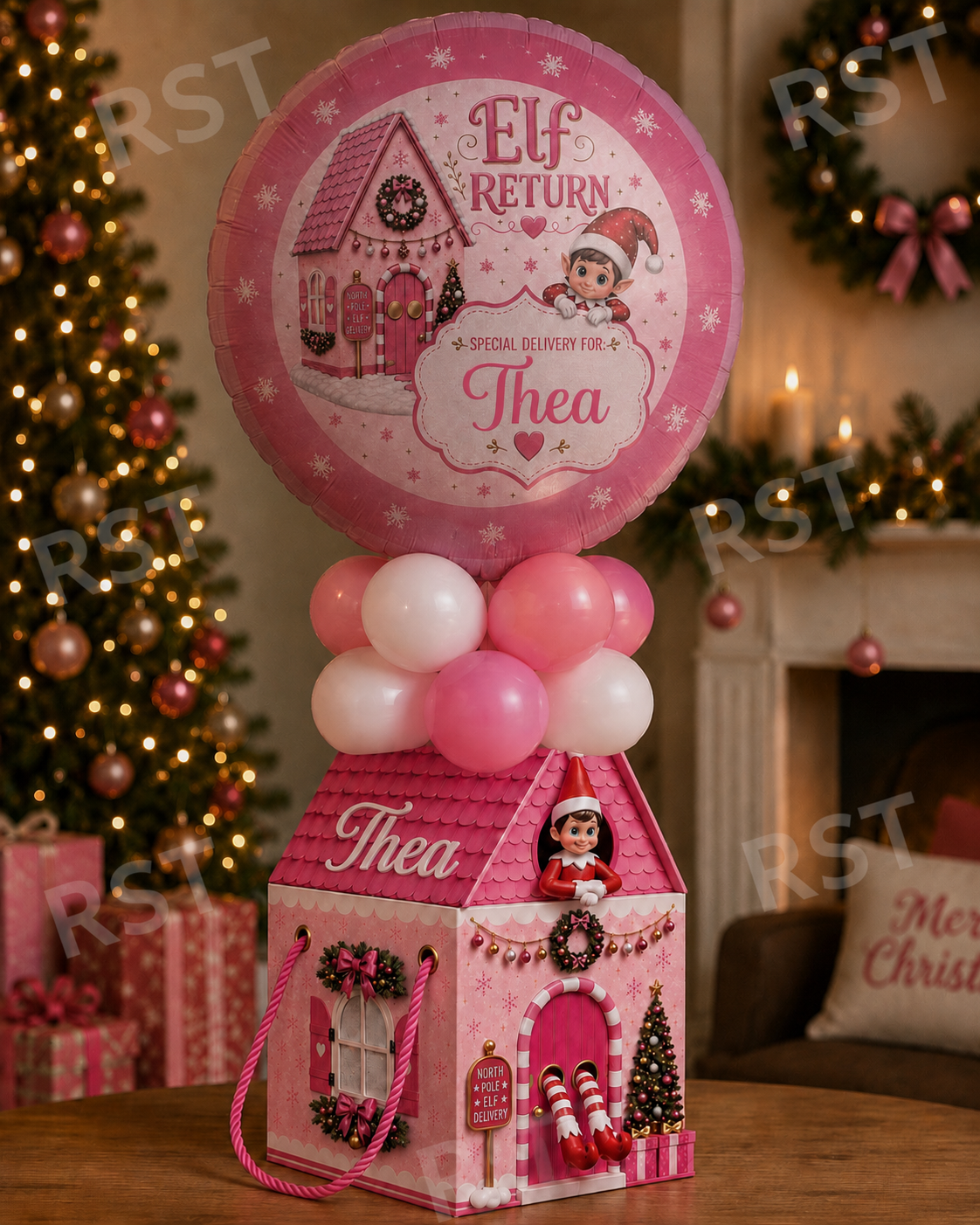 Pink Elf Return Box and 18inch Balloons PRE-Order due September