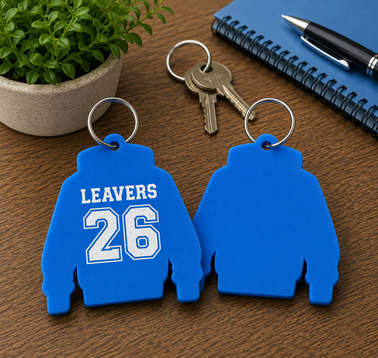 Light Blue Acrylic Leavers Hoodie Keyring - UV optional