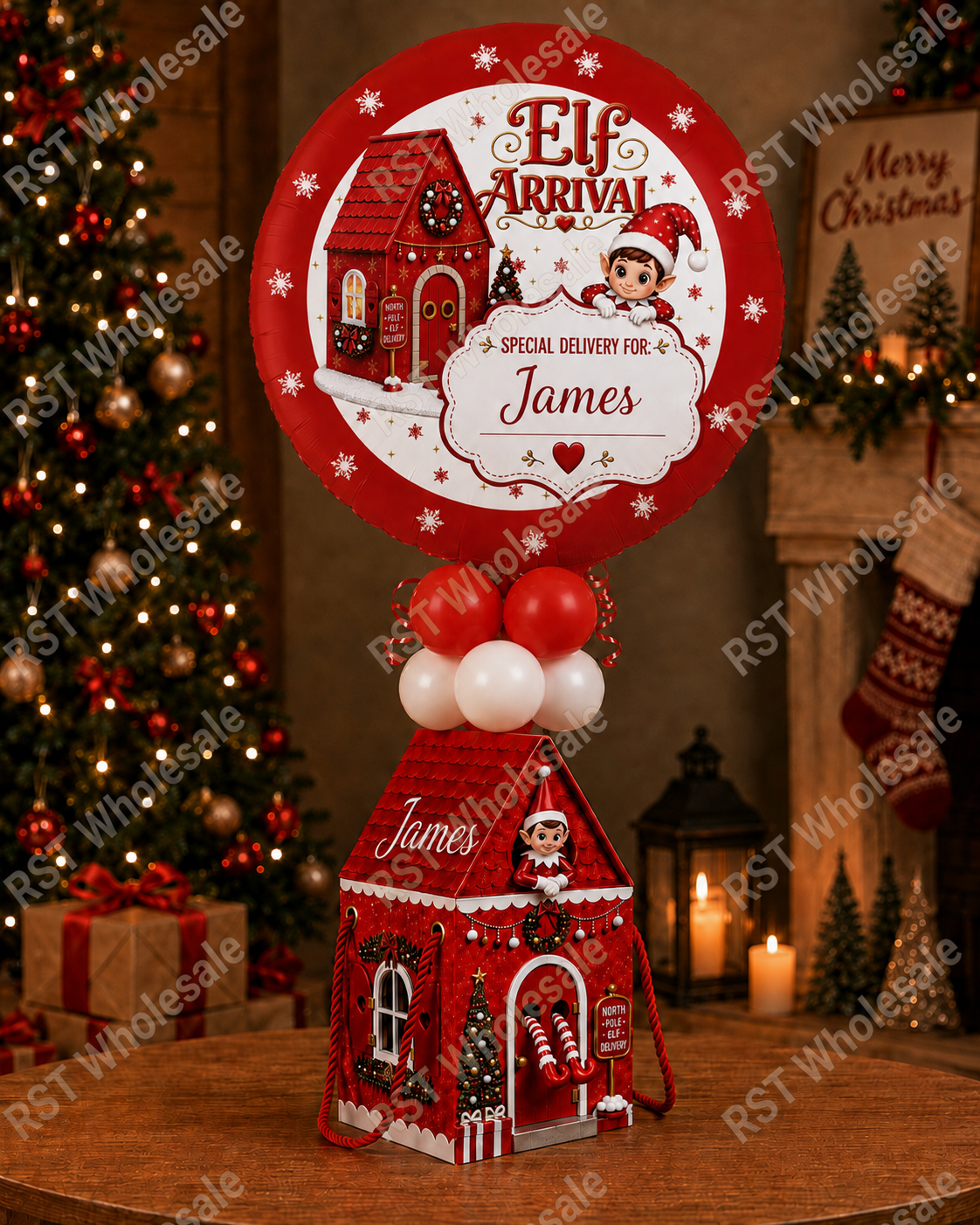 Red Elf ARRIVAL Box and 18inch Balloons PRE-Order due October