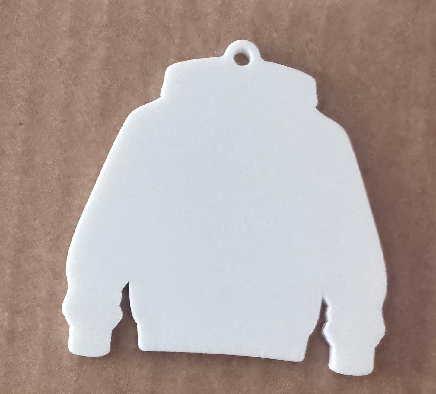 White Acrylic Leavers Hoodie Keyring UV optional (Can be sublimated on)