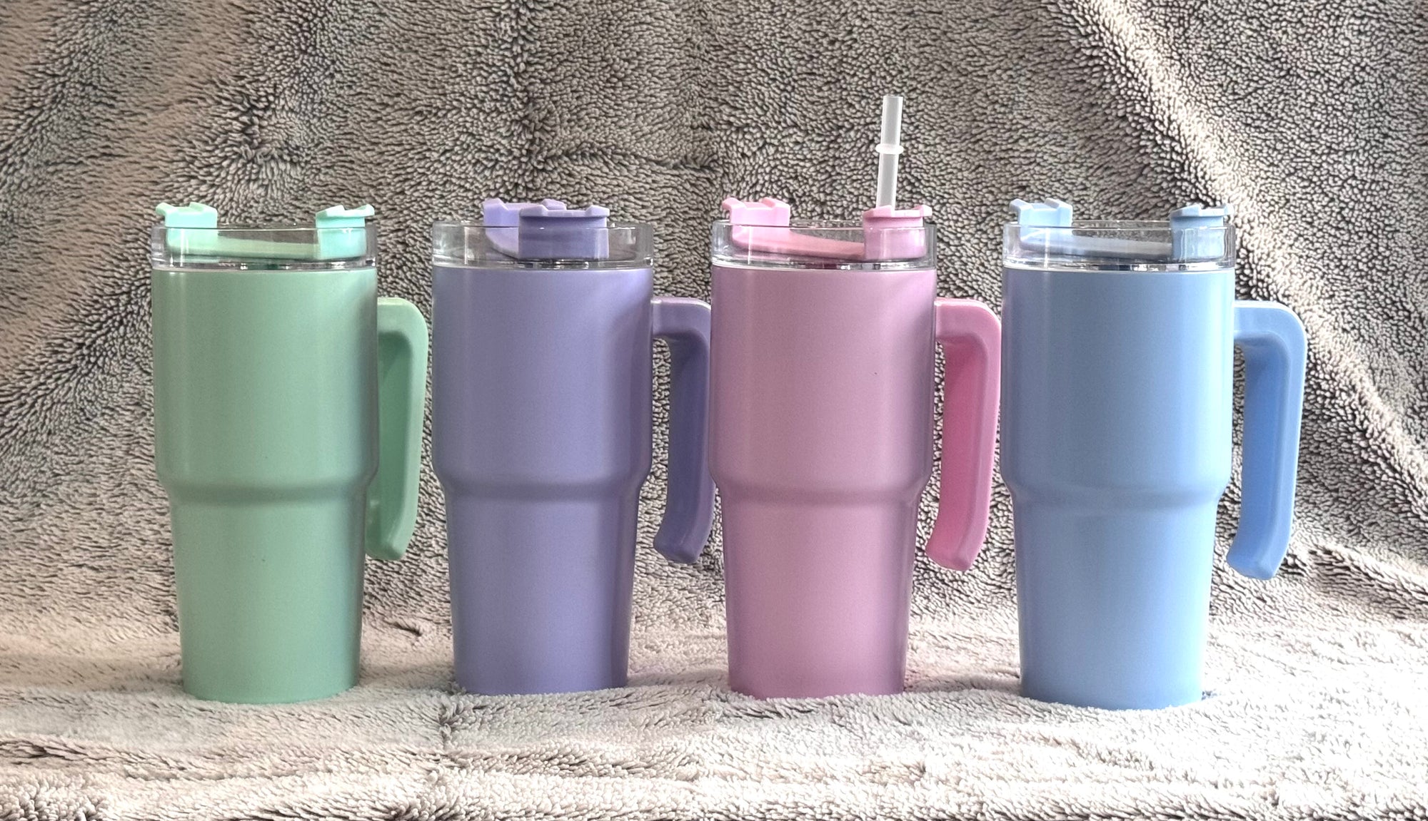 Pastel Double Walled Cup With Handle And Straw 20oz