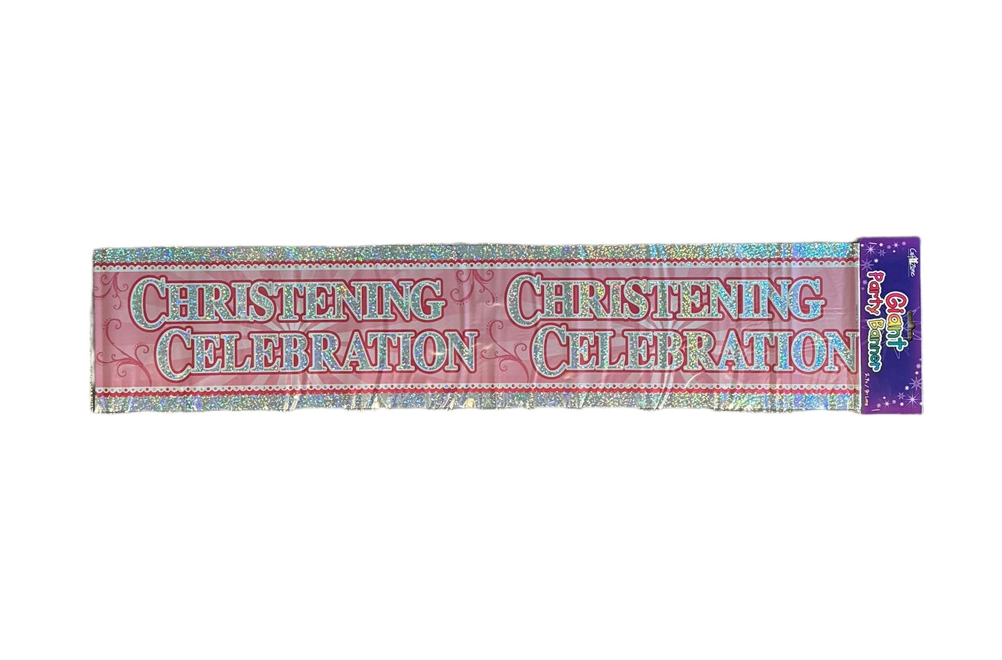 Pink Christening Banner