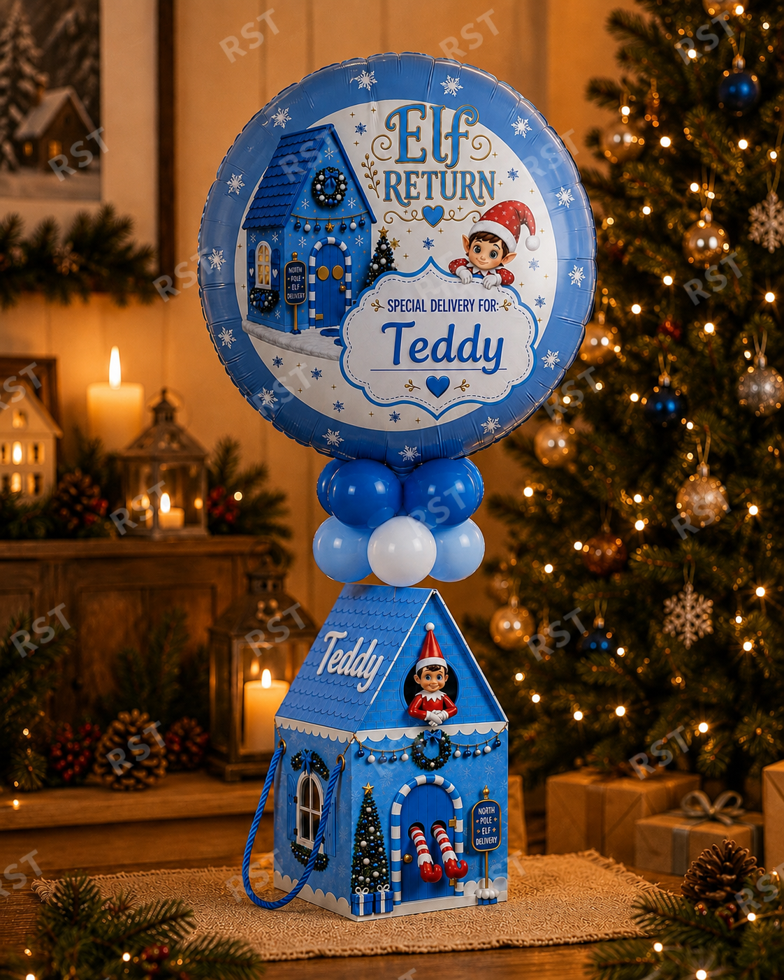 Light Blue Elf Return Box and 18inch Balloons PRE-Order due September