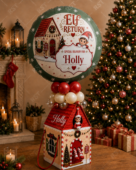 Traditional Elf Return Box and 18inch Balloons PRE-Order dueOctober