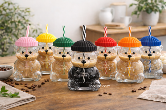 Glass Bear Tumbler 7 Colours READY TO SHIP