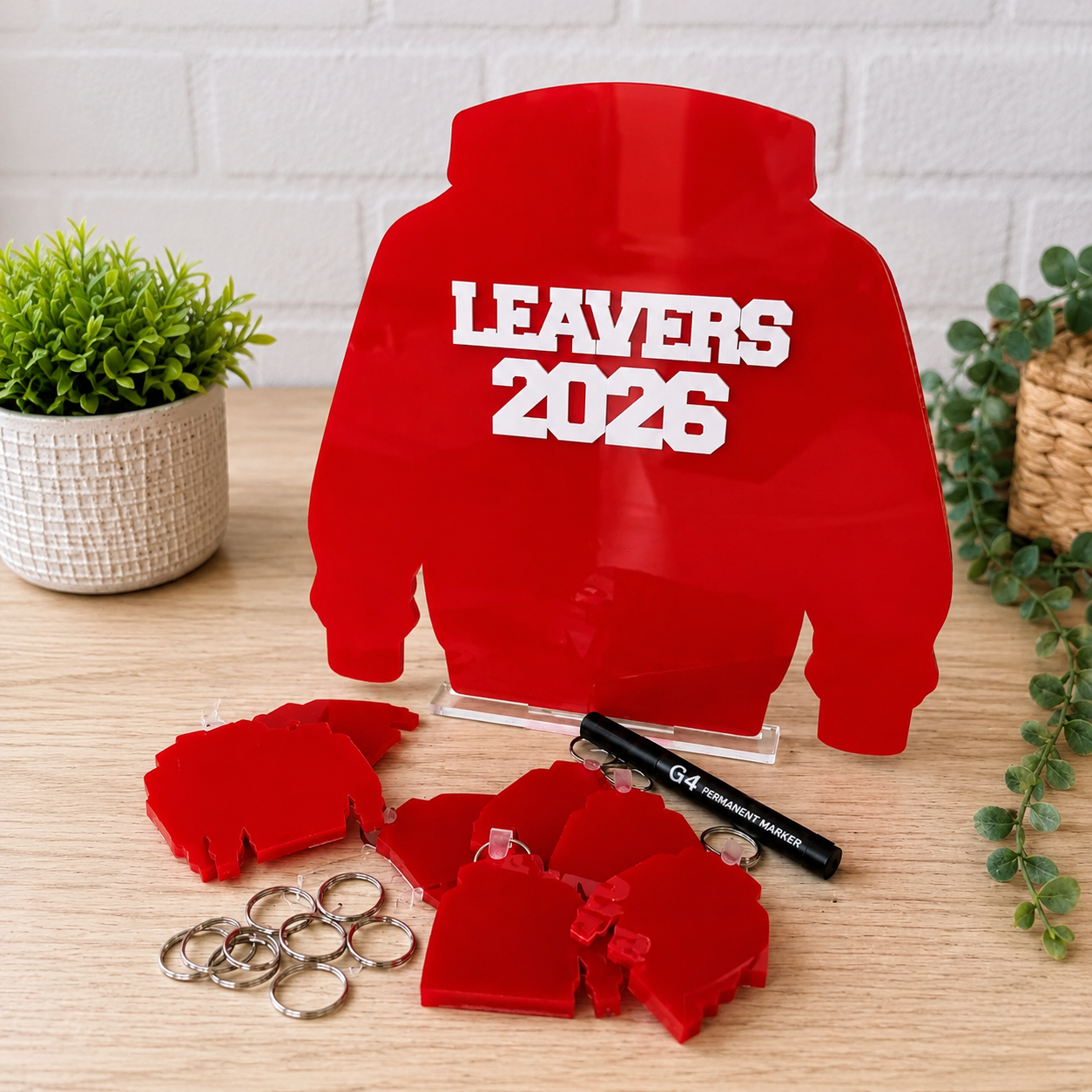 Acrylic 2026 Leavers Hoodie Plaque & Keyring Set (different colour options)