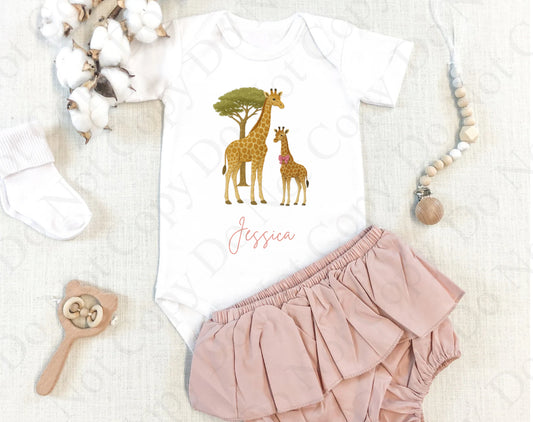 Giraffe Set with Pink Bow Tie Digital Download