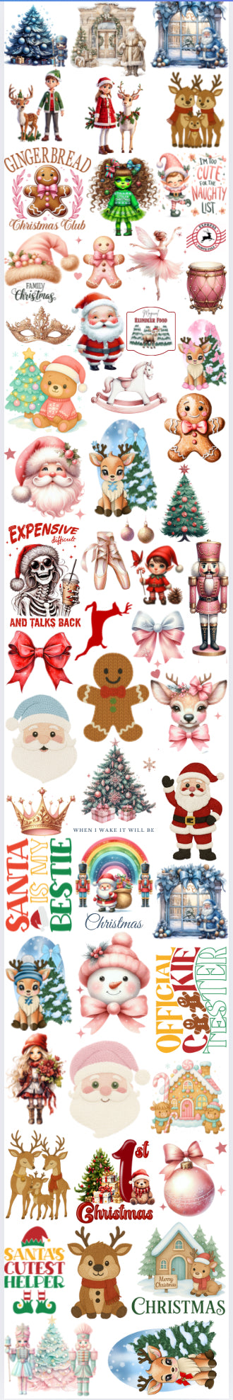 DTF (Fabric) Xmas Sheet (55 Decals)