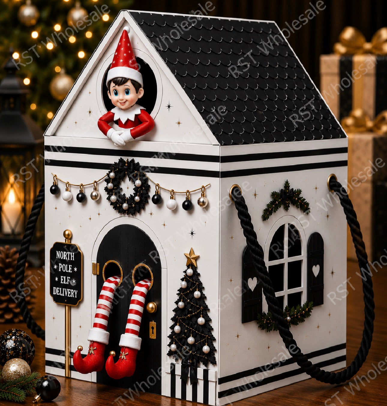 Black and White Elf Return Box and 18inch Balloons PRE-Order due September