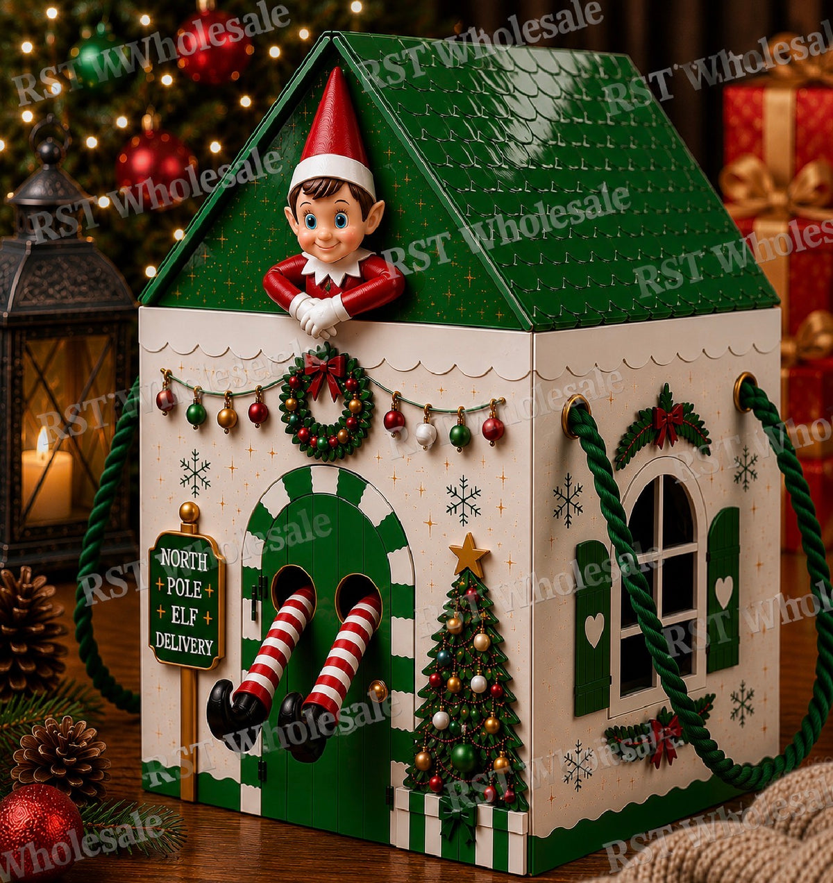 Green and White Elf Return Box and 18inch Balloons PRE-Order due End October