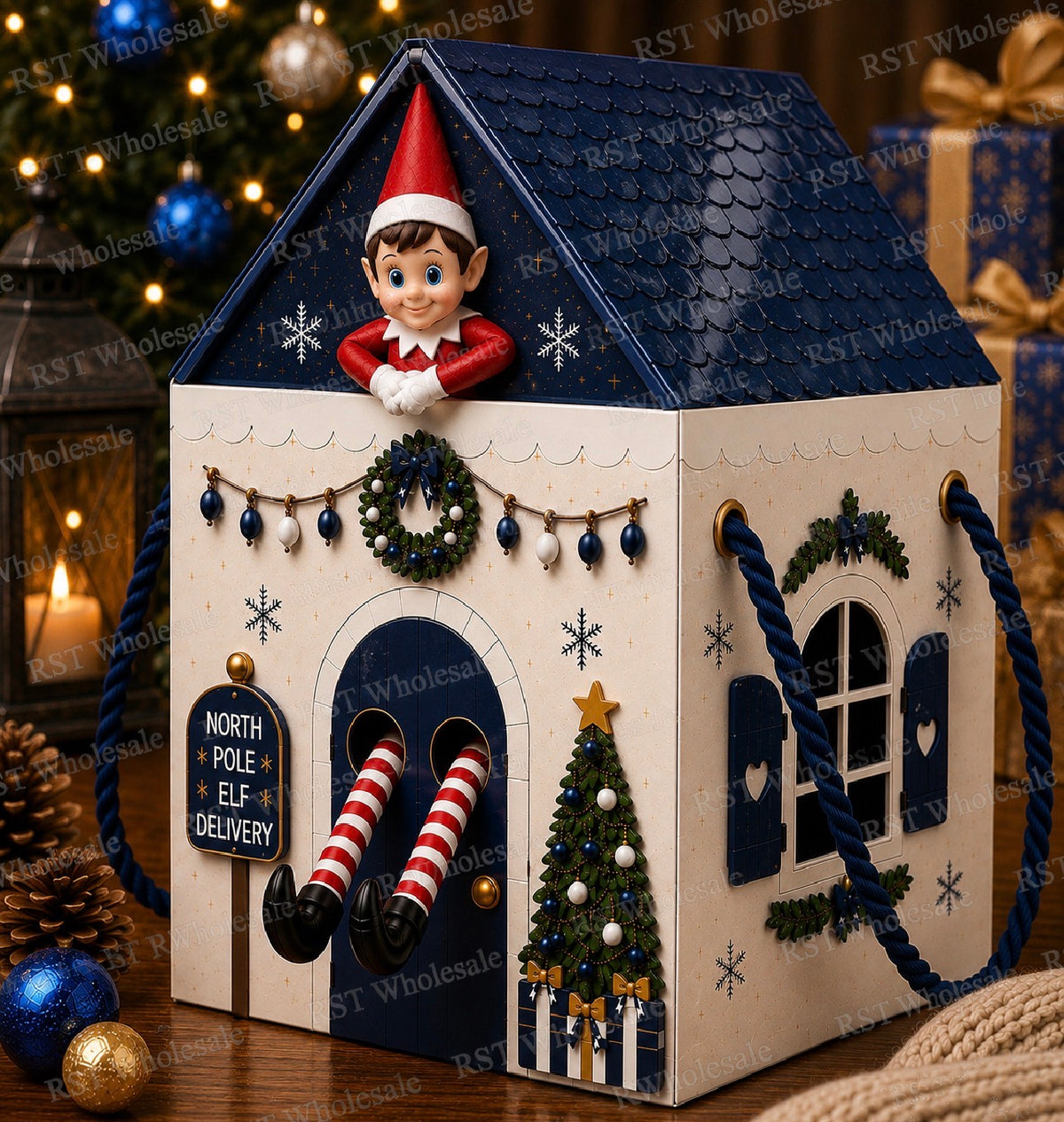 Navy and White Elf Return Box and 18inch Balloons PRE-Order due End October