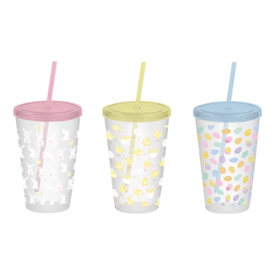 Easter Printed Tumbler with Straw