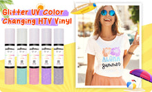 Load image into Gallery viewer, NEW Teckwrap Glitter UV Color Changing Heat Transfer Vinyl (HTV) (Sheets &amp; Rolls)
