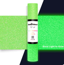 Load image into Gallery viewer, NEW Teckwrap Glitter Glow In The Dark Heat Transfer Vinyl (HTV) (Sheets &amp; Rolls)
