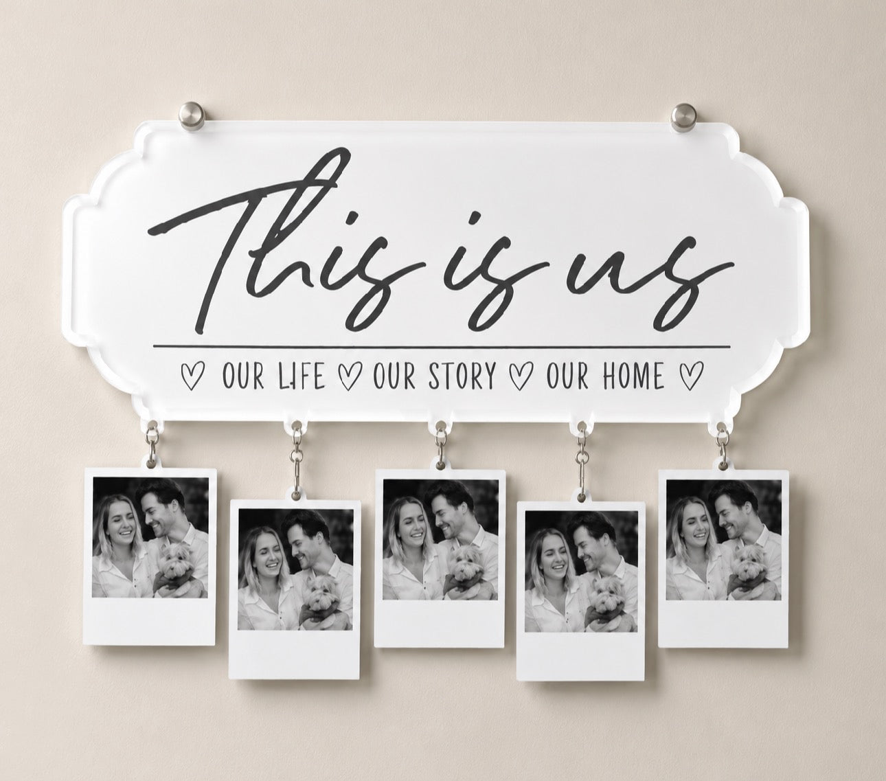 Acrylic Plaque With Hanging Instant Photos (Can be sublimated on)
