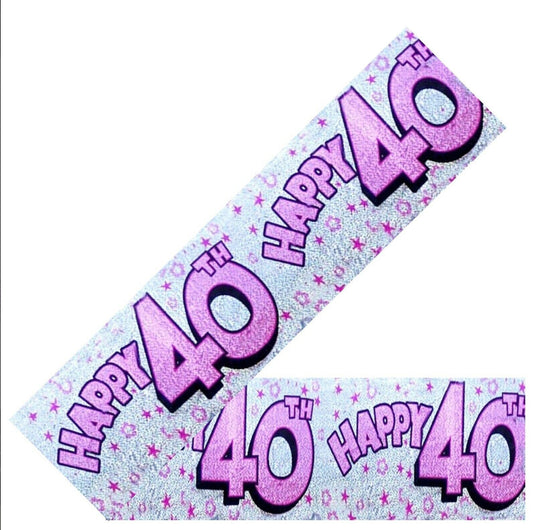 Pink Happy 40th Banner