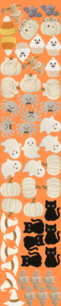 DTF (Fabric) Fluffy Halloween Sheet (52 Decals)