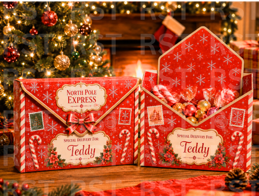 North Pole Red Large Envelope Box - PRE-ORDER (due around November)