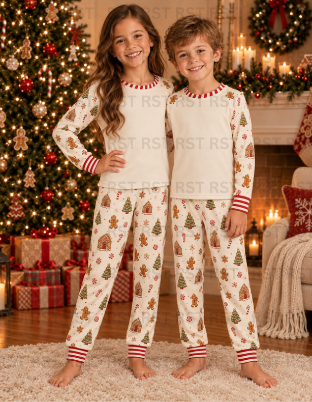Gingerbread Pyjamas Blank Chest (Family Sizes) - PRE-ORDER (due around October)
