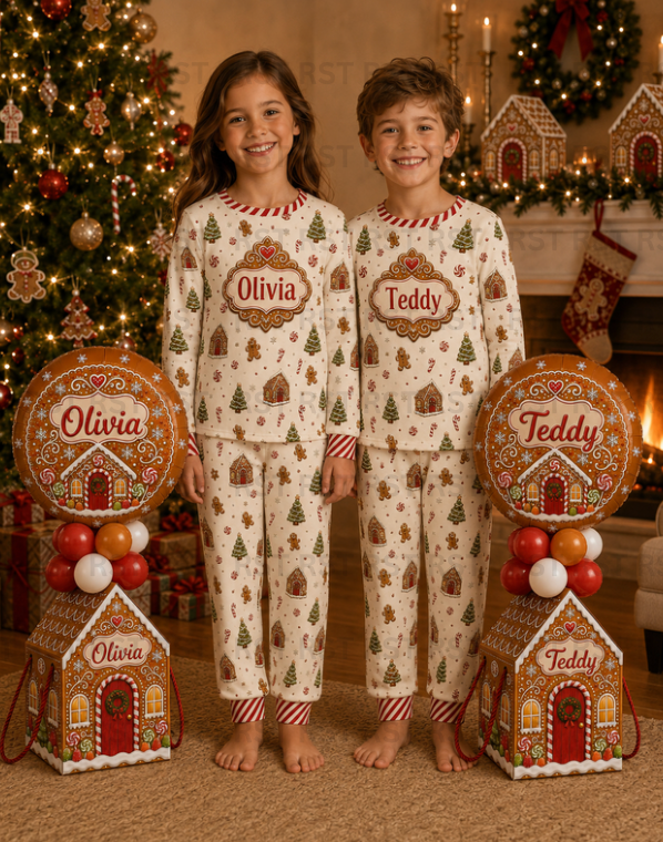 Gingerbread Pyjamas Blank Chest (Family Sizes) - PRE-ORDER (due around October)