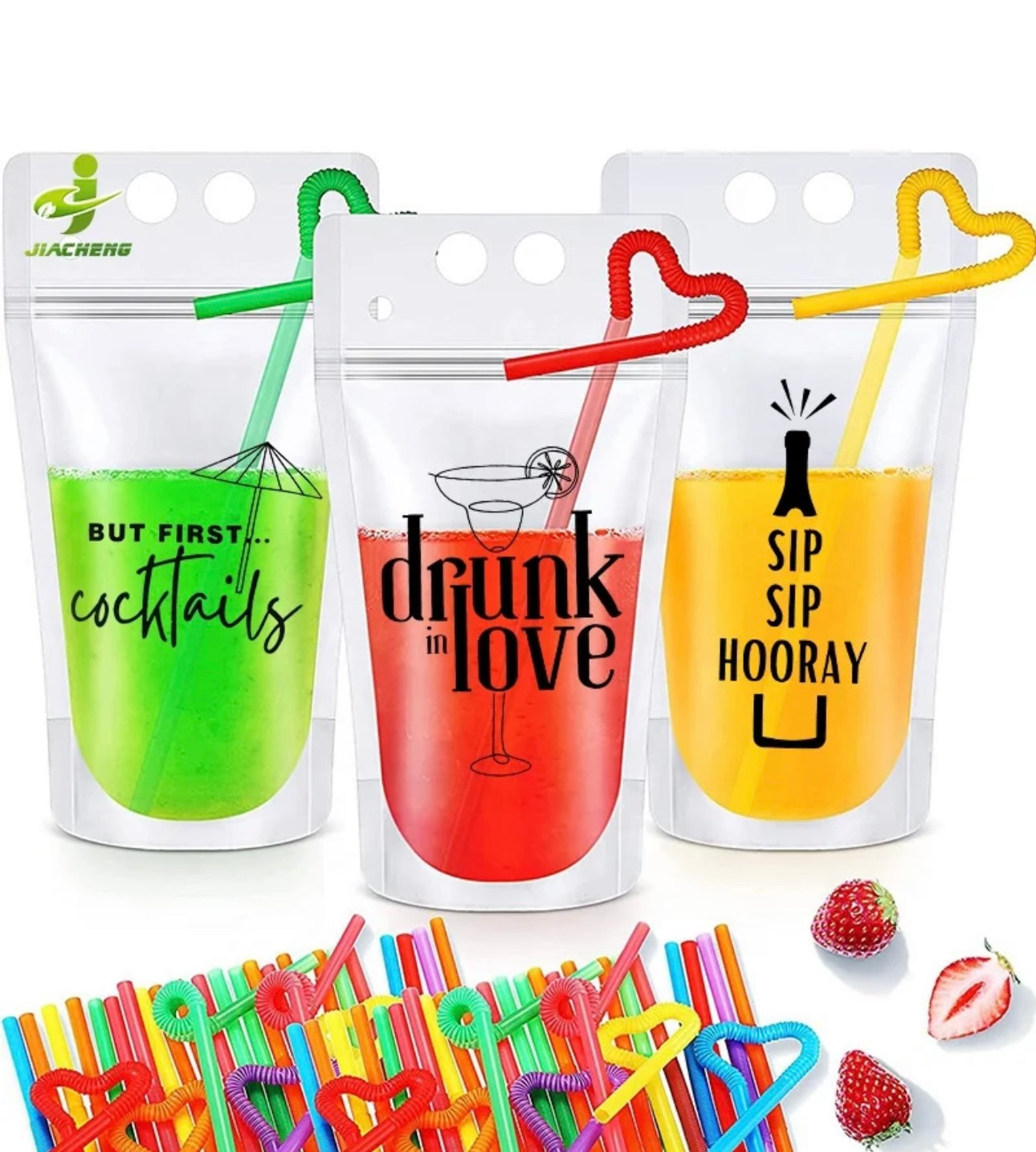 Reusable Drinks Pouch with Straw 10pk