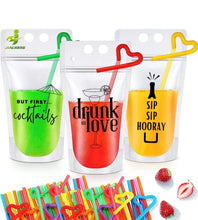 Load image into Gallery viewer, Reusable Drinks Pouch with Straw 10pk
