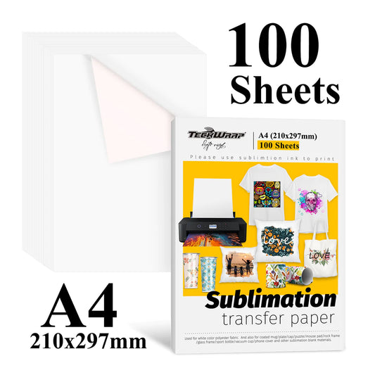 Teckwrap Sublimation Paper 8.3"x 11.7" for Inkjet Printer with Sublimation Ink 100g (100sheets)