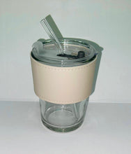 Load image into Gallery viewer, Tall Glass Hot Cup with Sleeve (NO WRITING ON SLEEVE)
