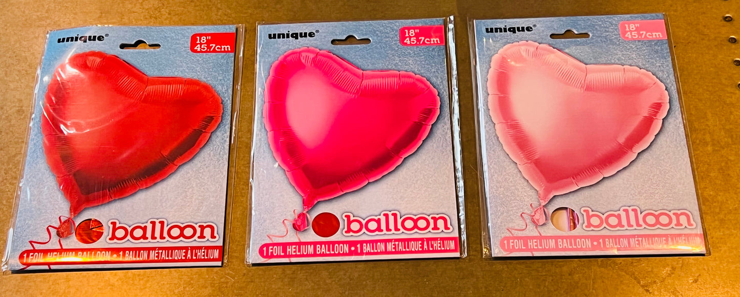 Heart Valentines 18inch Foil Balloons